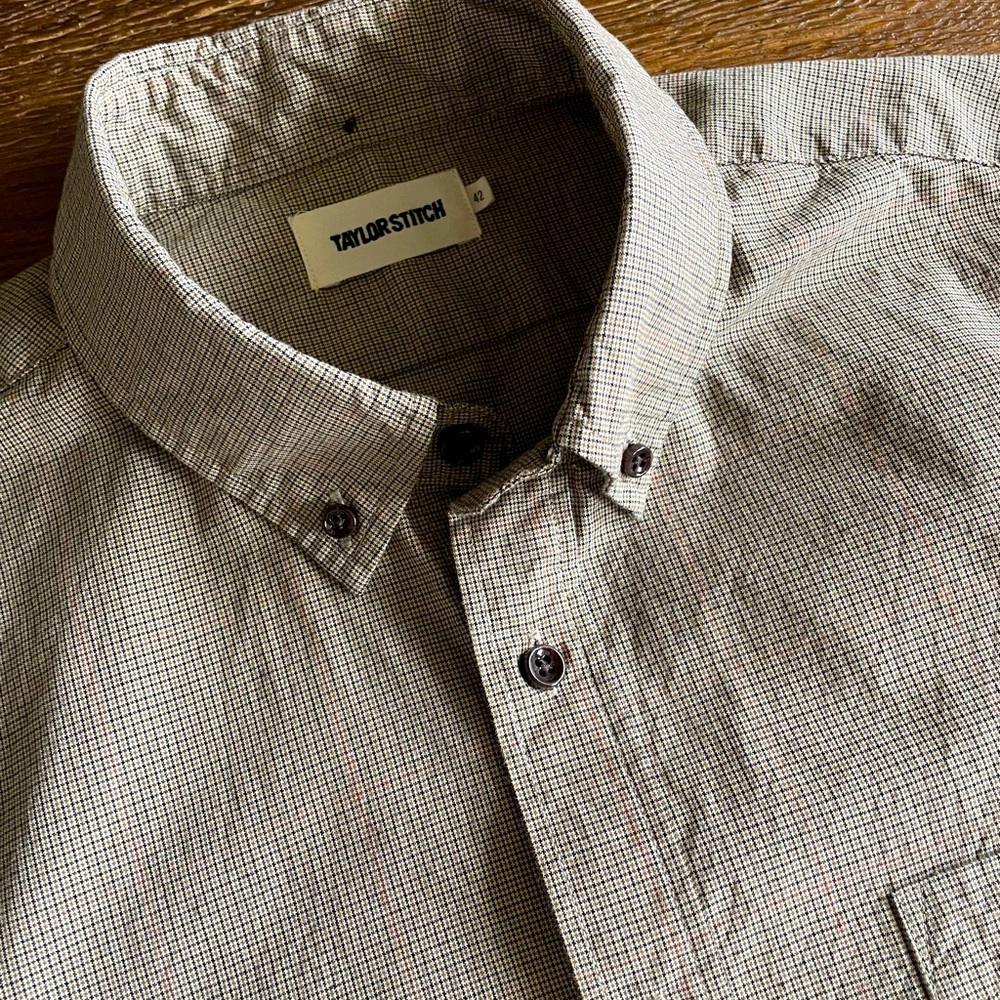 Taylor Stitch The Jack in Khaki Houndstooth Check Size L 42